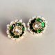 Handmade Brass Metal Jewellery Green Floral Stud Earrings